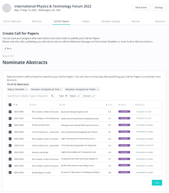 Nominate abstracts