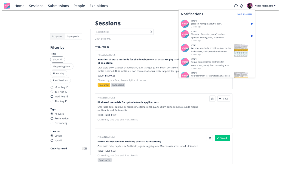 Personal event scheduler
